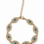 Bracelet Eye Blue doré en acier inoxydable avec motifs d'yeux protecteurs - Ordiajade