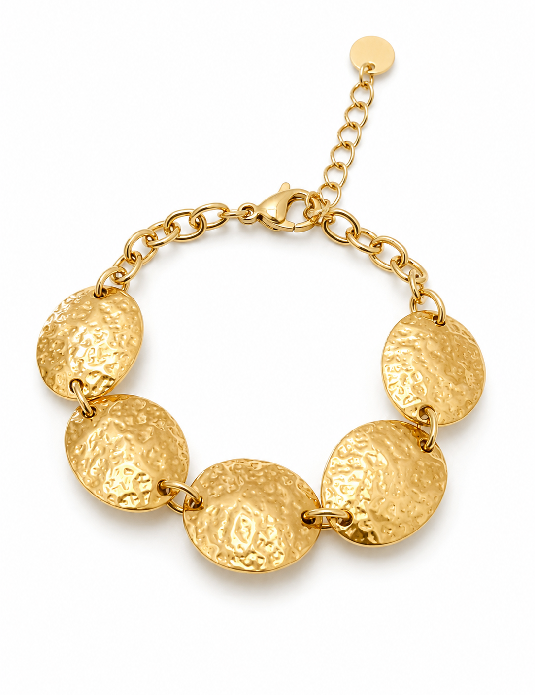 Bracelet FOUTA en acier inoxydable doré à pastilles martelées - Bijou Ordiajade