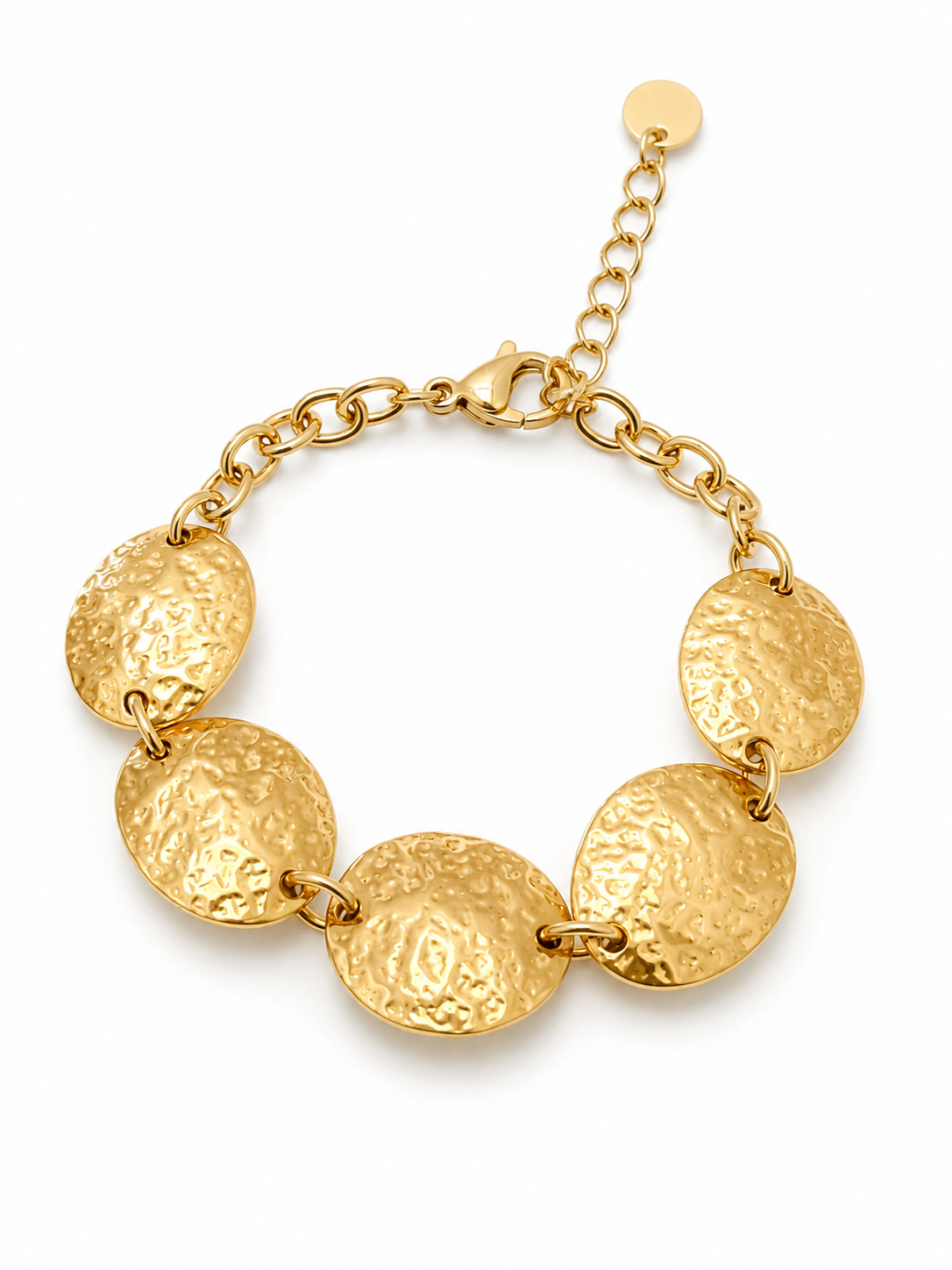 Bracelet FOUTA en acier inoxydable doré à pastilles martelées - Bijou Ordiajade