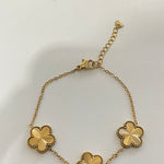Bracelet Garden à motifs trèfles en acier inoxydable doré - Ordiajade