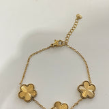 Bracelet Garden à motifs trèfles en acier inoxydable doré - Ordiajade