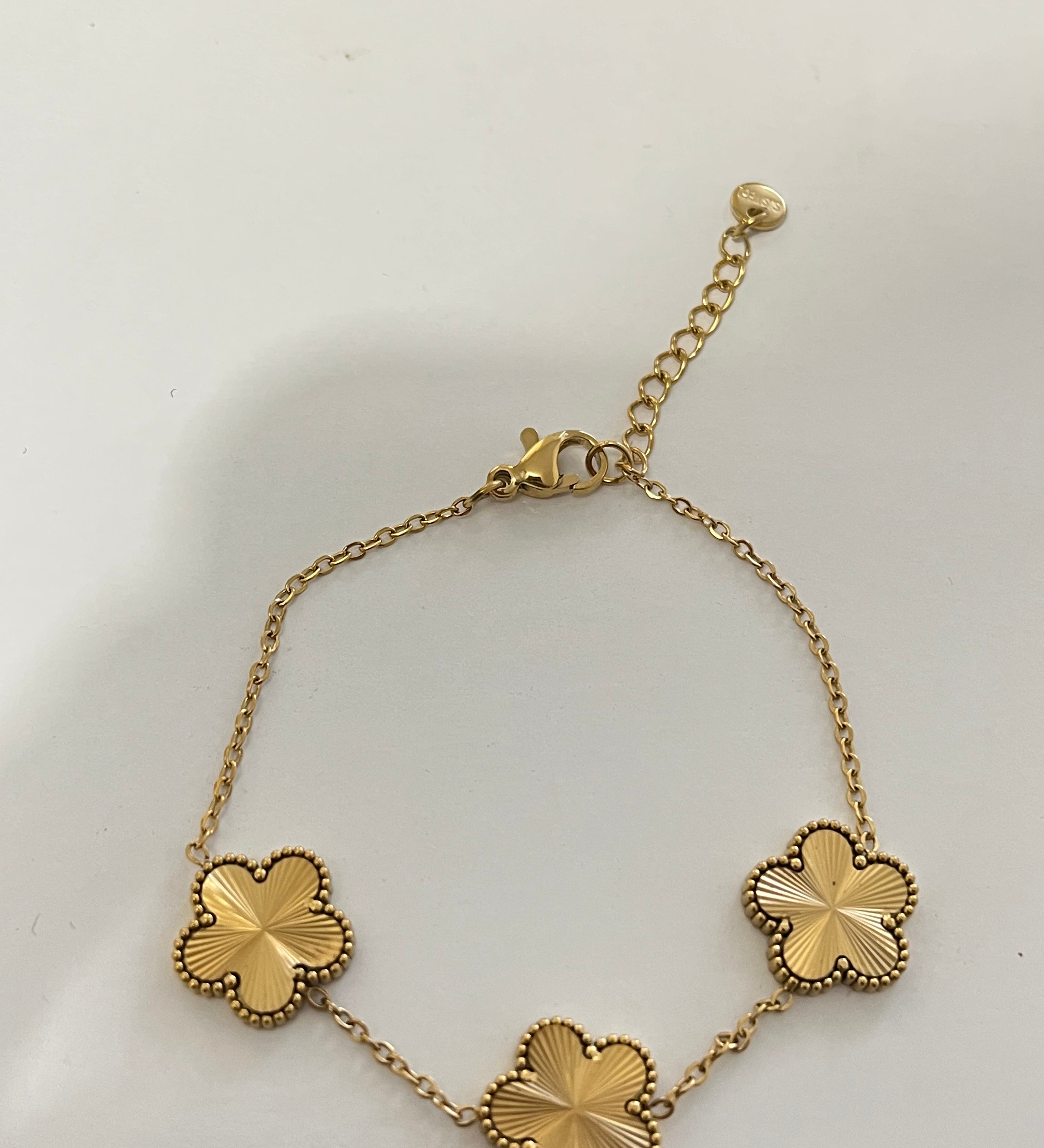 Bracelet Garden à motifs trèfles en acier inoxydable doré - Ordiajade