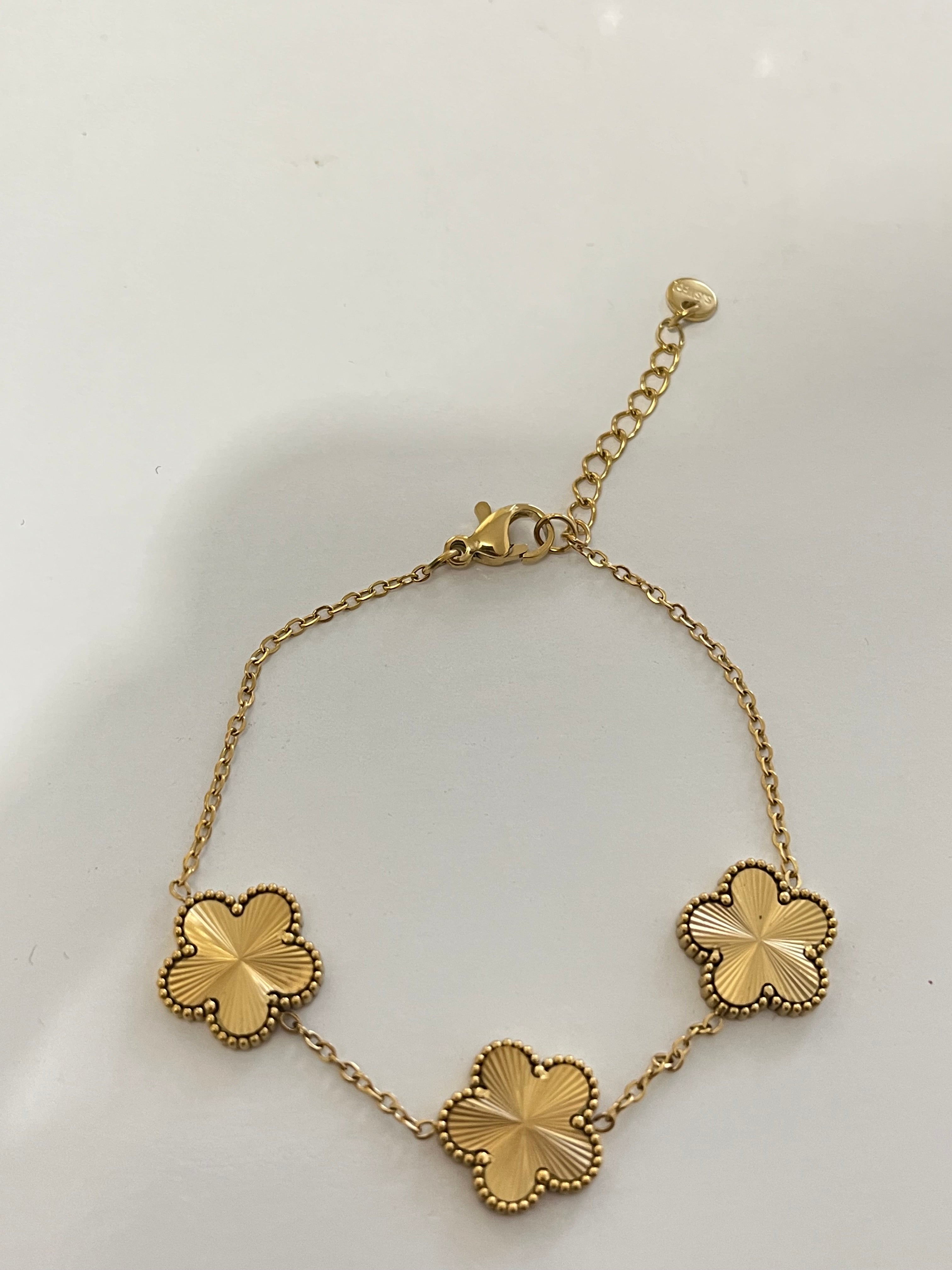 Bracelet Garden à motifs trèfles en acier inoxydable doré - Ordiajade