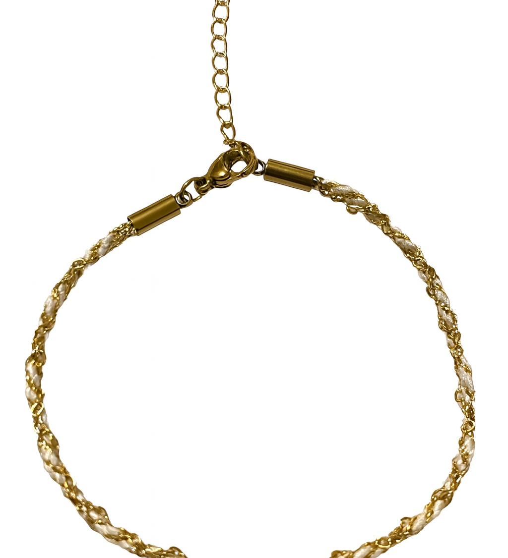Bracelet Nirvana, chaîne torsadée en acier inoxydable doré, vue détaillée