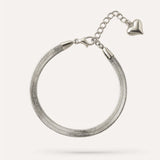 Bracelet fin argenté style maille serpent Serpentia en acier inoxydable - Ordiajade