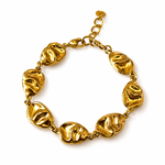 Bracelet chaîne doré Soug à gros maillons organiques bombés texturés en acier inoxydable - Ordiajade