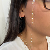  Chaîne de lunettes dorée en acier inoxydable portée de profil - Ordiajade