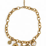 Collier à charms grigris et médailles en acier inoxydable doré - Ordiajade