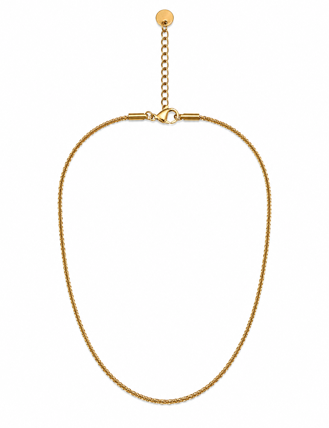Collier Alba doré résistant à l'eau présenté à plat