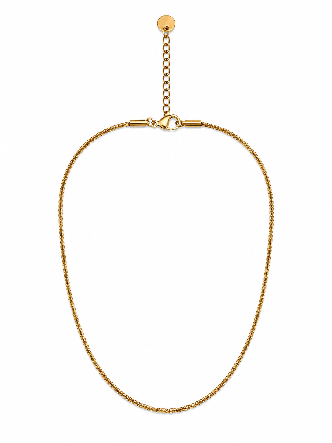 Collier Alba doré résistant à l'eau présenté à plat