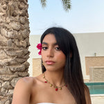 Bijou collier cerise en acier inoxydable doré style été Cherry Fresh - Ordiajade
