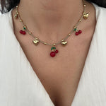 Collier chaîne doré avec pendentifs cerises résistant à l'eau Cherry Fresh - Ordiajade