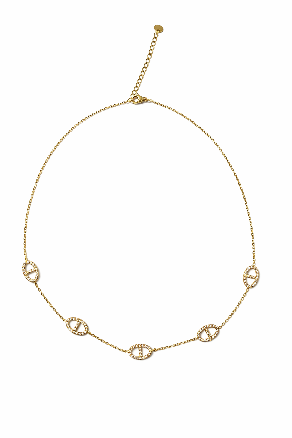 Collier City en acier inoxydable doré avec chaîne fine et maillons ovales - Ordiajade