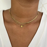 Collier Clara double rang doré en acier inoxydable avec maille serpent et pampille trèfle - Ordiajade