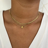 Collier Clara double rang doré en acier inoxydable avec maille serpent et pampille trèfle - Ordiajade