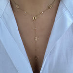 Collier en Y doré en maille marine et acier inoxydable - Ordiajade