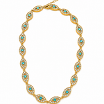 Collier Eye Bleu en acier inoxydable présenté à plat Ordiajade