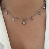 Collier Galaxie  argenté en acier inoxydable 316L résistant à l’eau