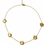 Collier Garden en acier inoxydable doré avec motifs fleurs délicates - Ordiajade