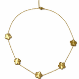 Collier Garden en acier inoxydable doré avec motifs fleurs délicates - Ordiajade