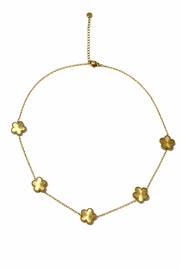 Collier Garden en acier inoxydable doré avec motifs fleurs délicates - Ordiajade