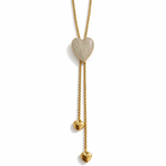Zoom sur le système coulissant réglable du collier doré Iced avec petits cœurs pendants - Ordiajade