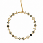 Collier Impératrice Black en acier inoxydable présenté à plat Ordiajade