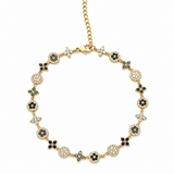 Collier Impératrice Black en acier inoxydable présenté à plat Ordiajade