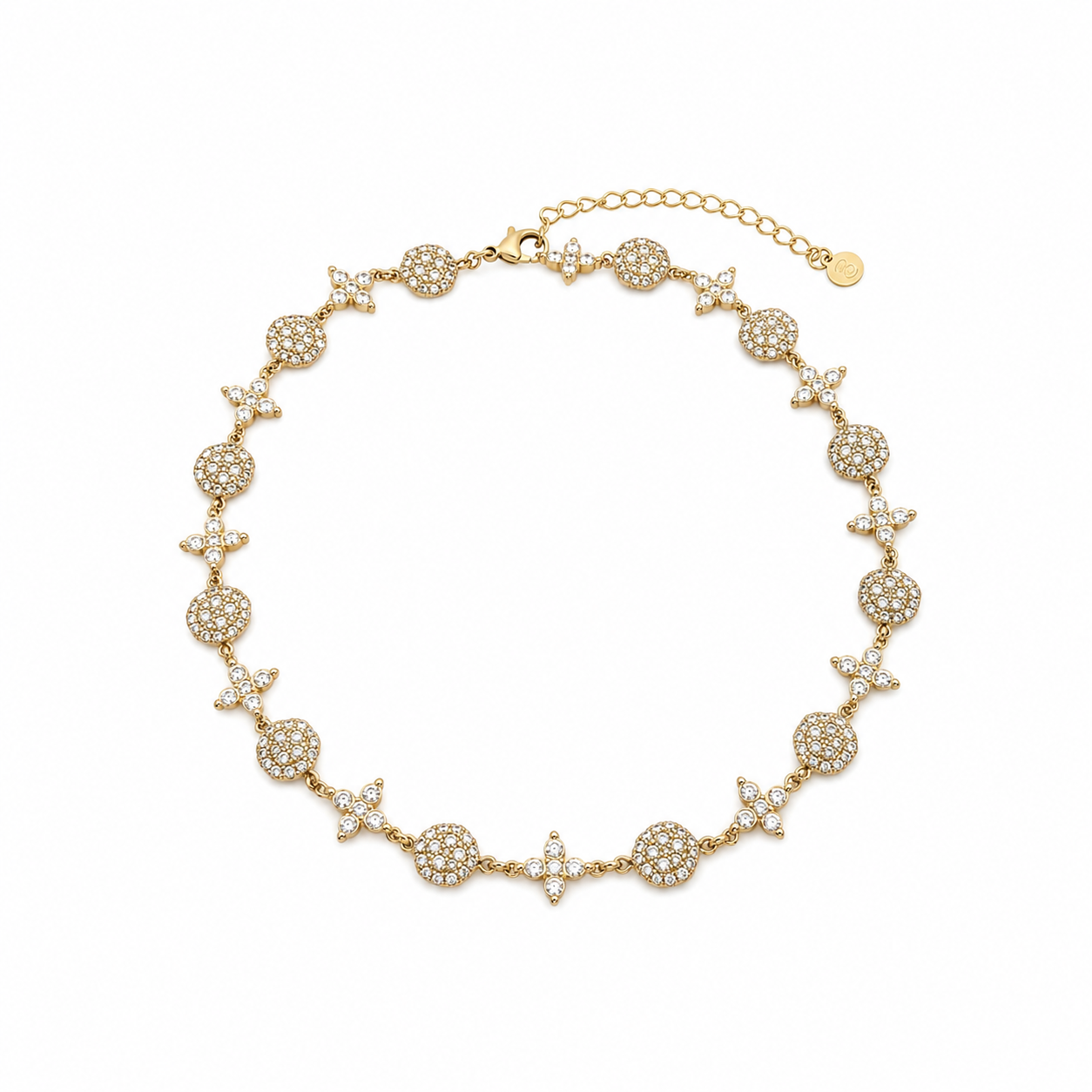 Collier Impératrice White en acier inoxydable présenté à plat Ordiajade