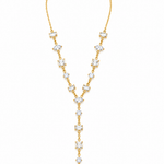 Collier Montaigne doré en Y avec pierres scintillantes et pendentif goutte en acier inoxydable - Ordiajade