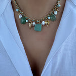 Collier Mykonos doré en acier inoxydable 316L Ordiajade, résistant à l'eau et hypoallergénique