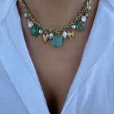Collier Mykonos doré en acier inoxydable 316L Ordiajade, résistant à l'eau et hypoallergénique