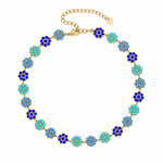 Collier Nacri Blue en acier inoxydable avec détails bleutés présenté à plat Ordiajade