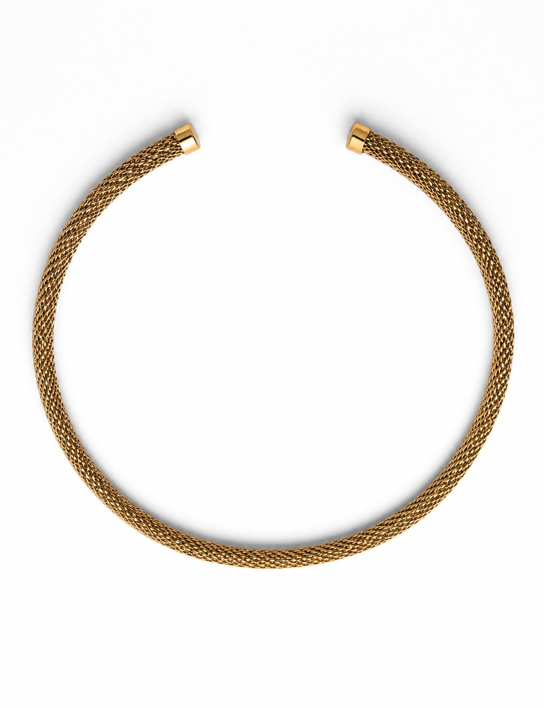 Collier ras de cou rigide torque Gaya doré avec maille texturée tressée en acier inoxydable - Ordiajade