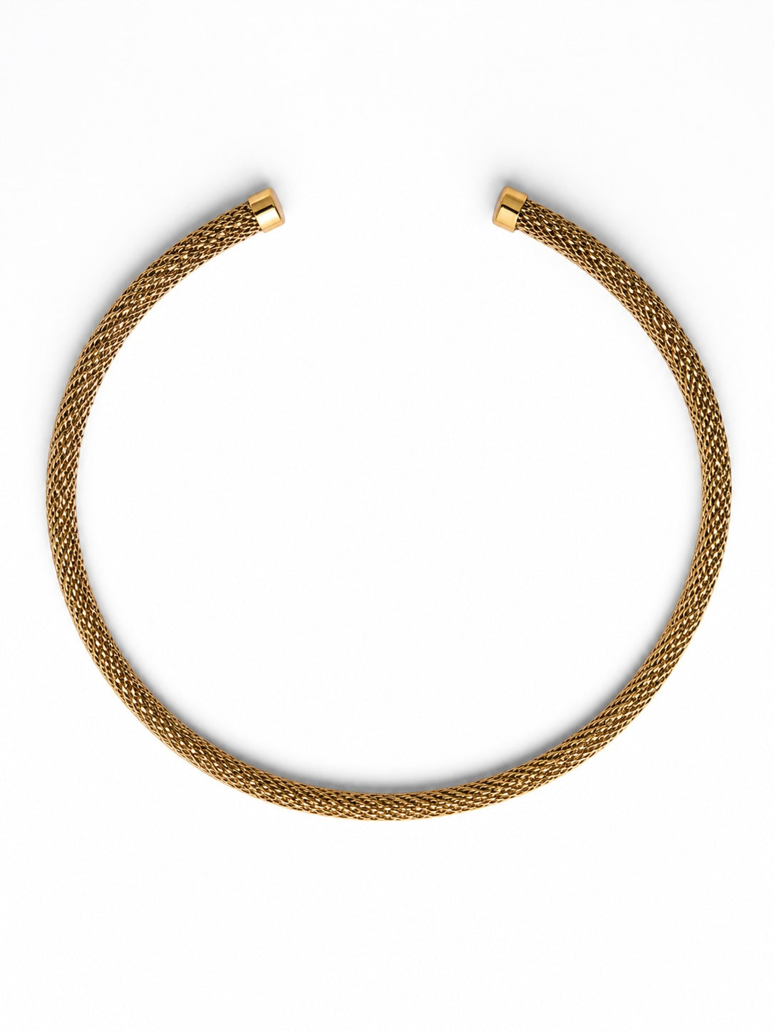 Collier ras de cou rigide torque Gaya doré avec maille texturée tressée en acier inoxydable - Ordiajade