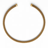Collier ras de cou rigide torque Gaya doré avec maille texturée tressée en acier inoxydable - Ordiajade