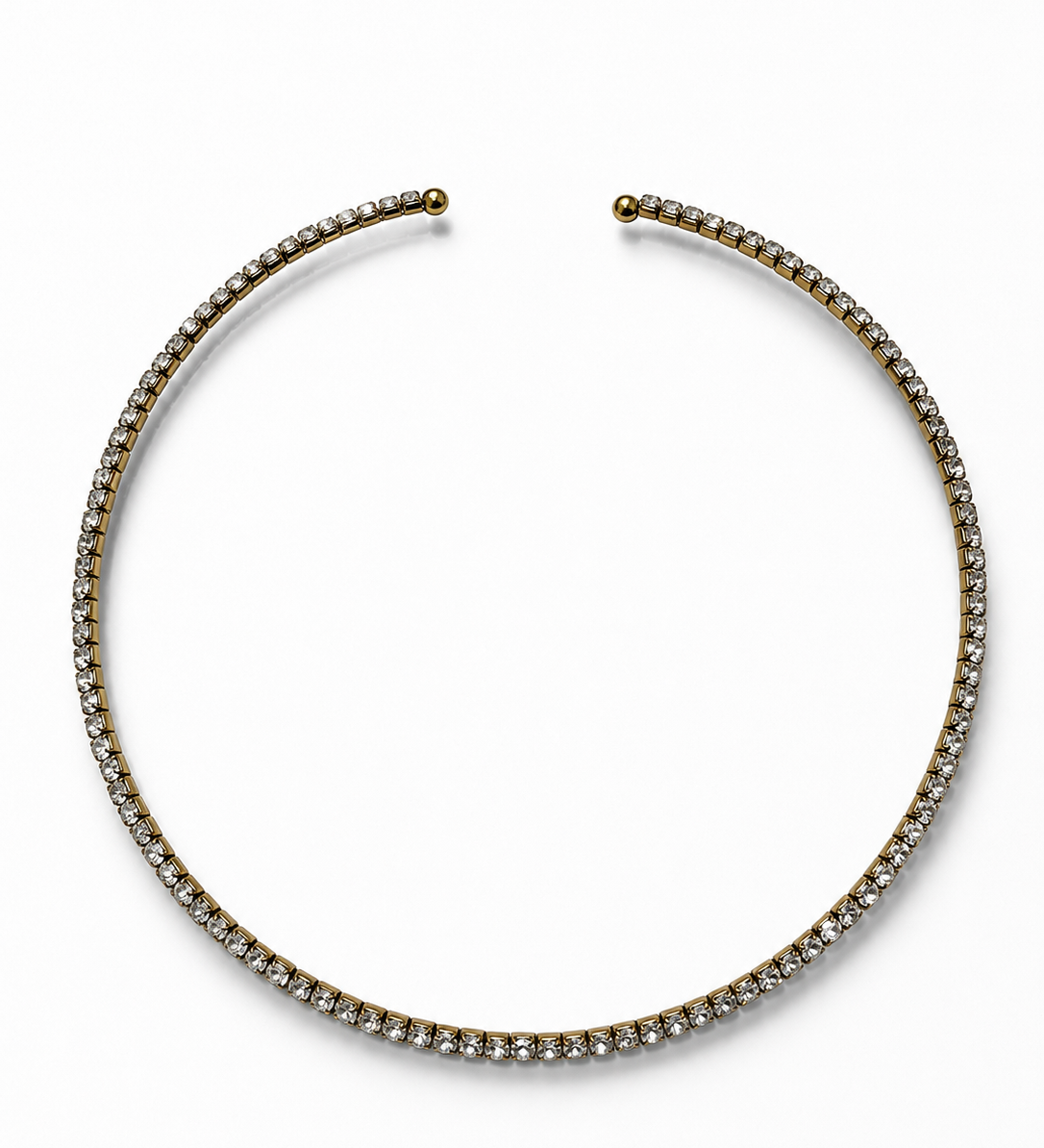 Collier ras de cou rigide torque Nour pavé de strass étincelants en acier inoxydable - Ordiajade