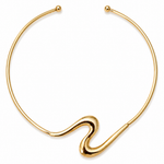 Collier Sandy rigide en acier inoxydable doré, design sculptural fluide Ordiajade