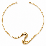 Collier Sandy rigide en acier inoxydable doré, design sculptural fluide Ordiajade
