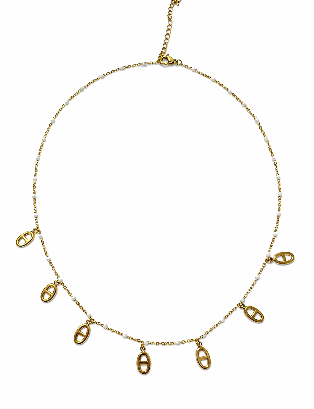 Collier Vanaia en acier inoxydable doré avec pampilles pendantes - Ordiajade