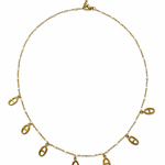 Collier Vanaia en acier inoxydable doré avec pampilles pendantes - Ordiajade