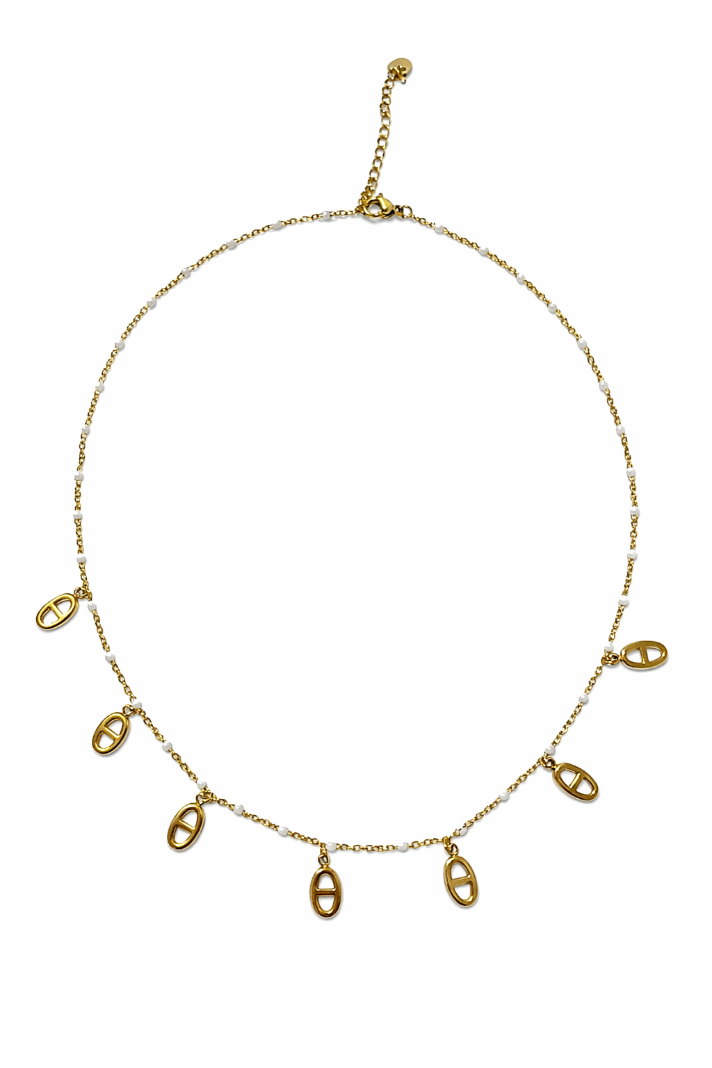 Collier Vanaia en acier inoxydable doré avec pampilles pendantes - Ordiajade