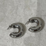 Paire de boucles d'oreilles créoles larges Chéri coloris argenté en acier inoxydable - Ordiajade