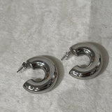Paire de boucles d'oreilles créoles larges Chéri coloris argenté en acier inoxydable - Ordiajade
