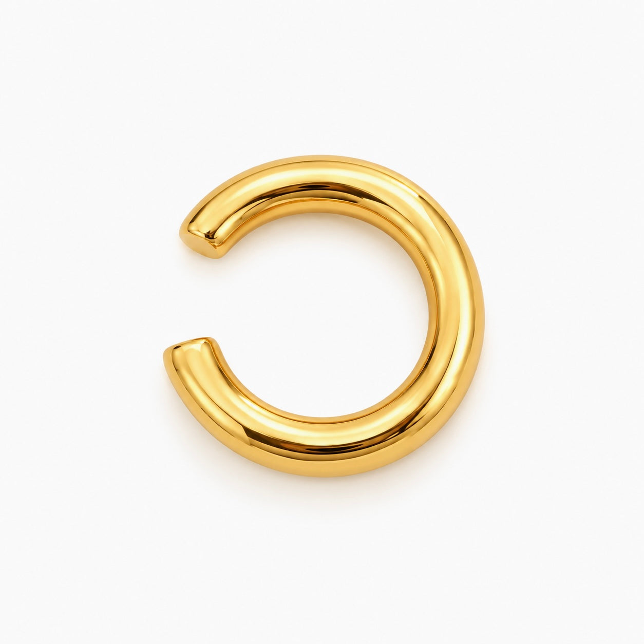 Ear cuff Grenelle en acier inoxydable doré, anneau épais à la finition lisse et brillante - Ordiajade