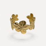 Bracelet jonc Calimara en acier inoxydable doré à motifs fleurs tropicales - Ordiajade