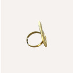 Bague Calypso ajustable en acier inoxydable doré vue de profil - Ordiajade