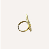 Bague Calypso ajustable en acier inoxydable doré vue de profil - Ordiajade