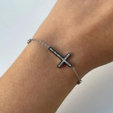 Amber Stainless Steel Cross Bracelet (available in Gold or Silver)
