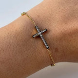 Amber Stainless Steel Cross Bracelet (available in Gold or Silver)